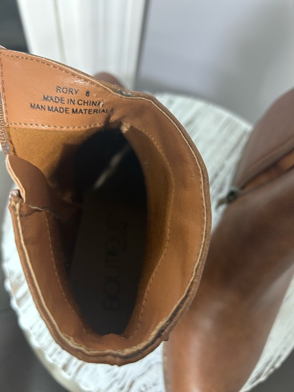 Classic Tan Faux Leather Ankle Booties with Side Zip - Picture 5 of 6